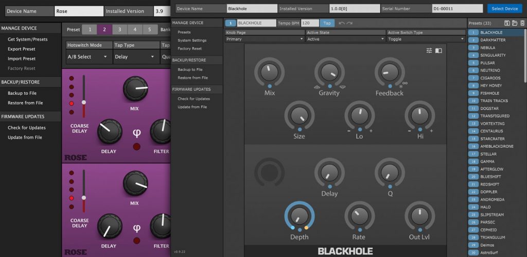 Eventide Device Manager for Rose and dot9 Pedals